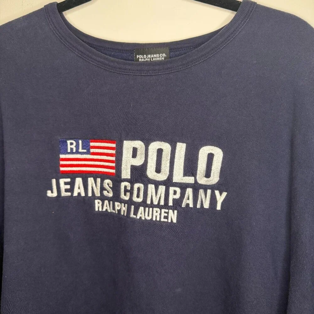 Ralph Lauren Polo Jeans Co Embroidered Sweatshirt Vintage Streetwear - XL